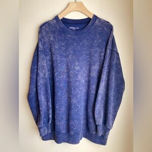 Rebellious One Blue Tie-Dye Longsleeve Crew Neck Sweatshirt Oversized Relaxed